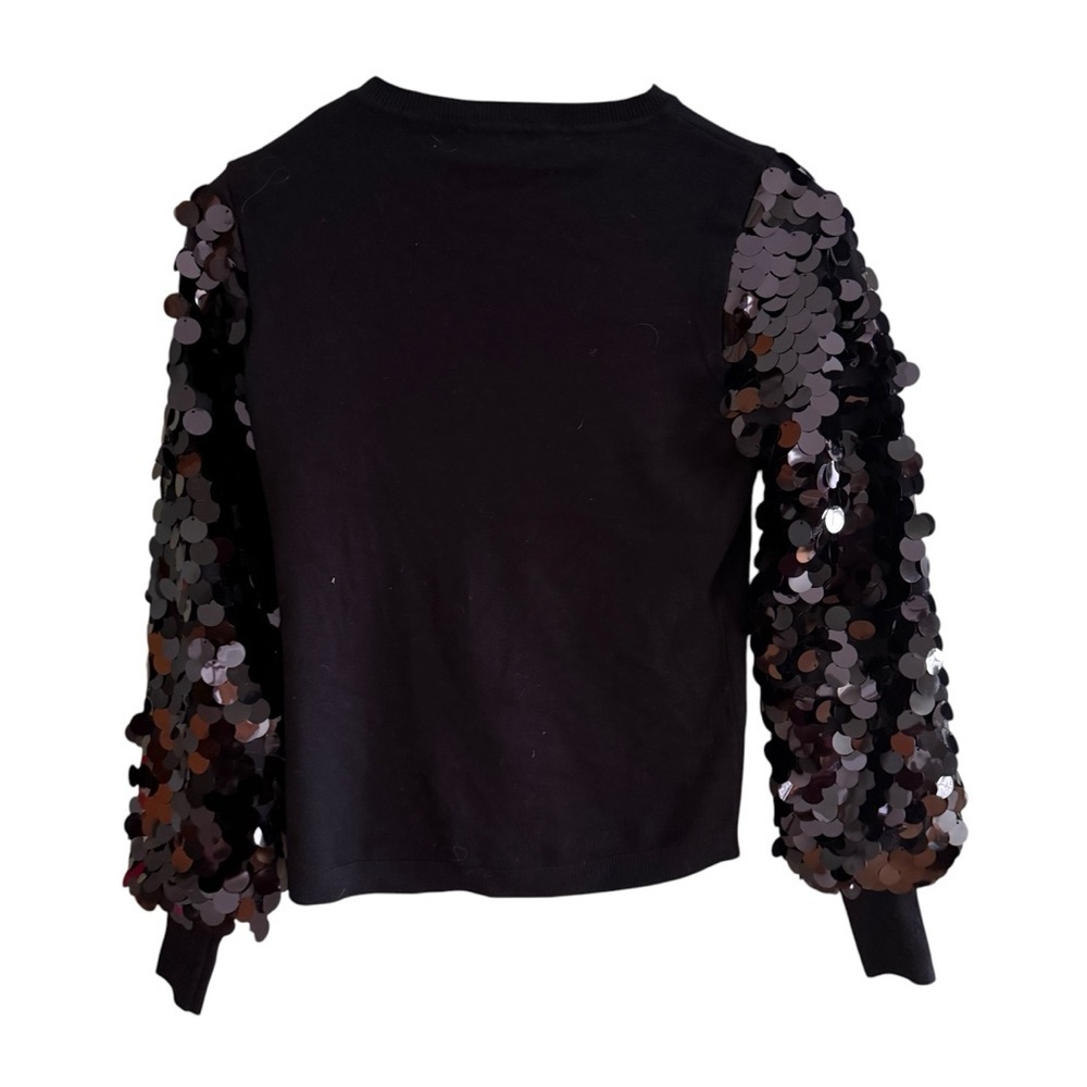 Sioni Milano Black Sequin Sleeve Crew Neck Sweater Women’s XS Party Glamour - Picture 9 of 12